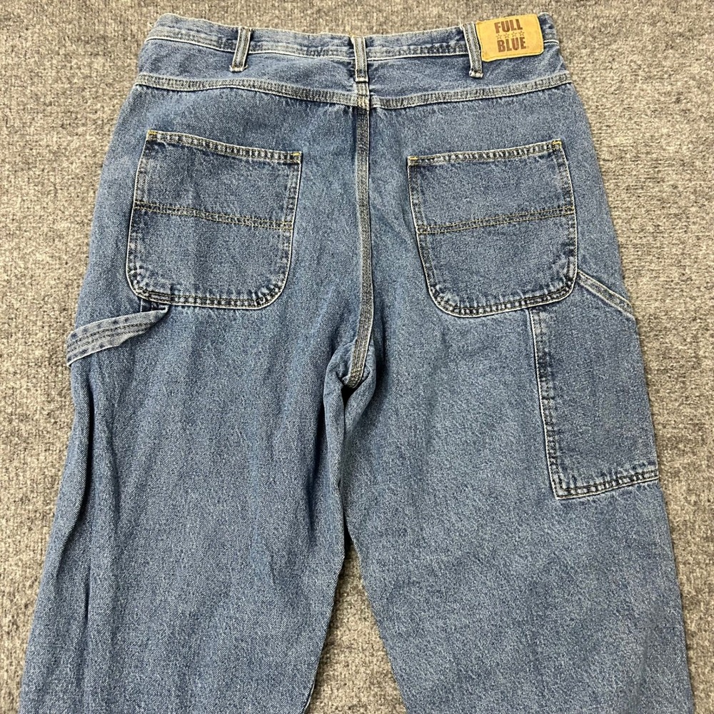 Full Blue Carpenter Jeans Mens Size 36x30 Blue Denim Relaxed Fit Utility Work